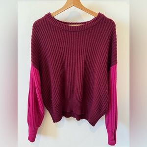 Pink color block oversized sweater
